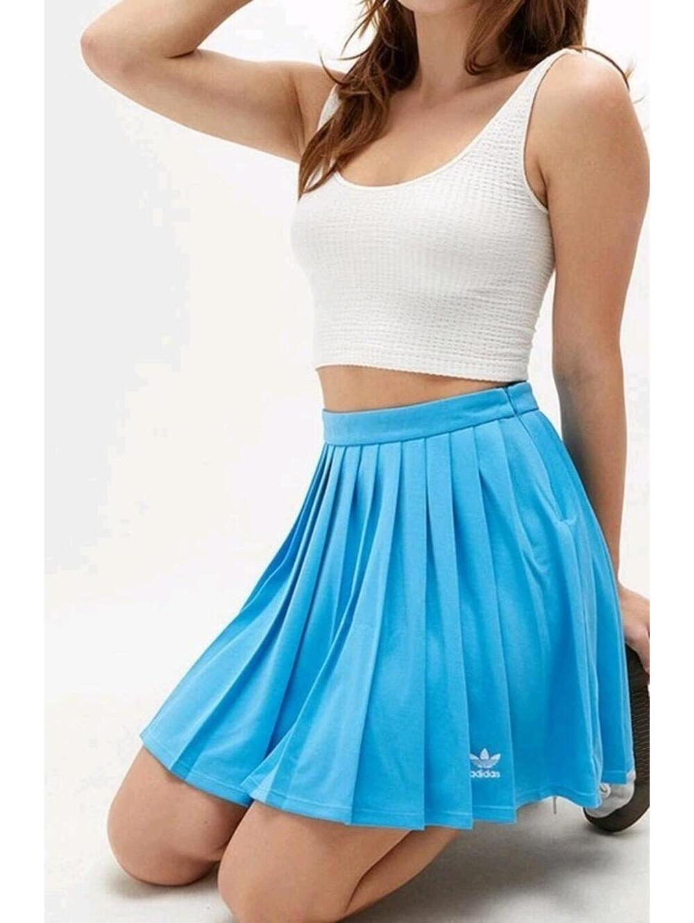 Adidas Womens Blue Pleated Skirt - size L Golf Tennis NWT #F